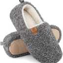 EverFoams Women’s Soft Curly Full Slippers Memory Foam Lightweight House Shoes Cozy Loafer with Polar Fleece Lining 9-10