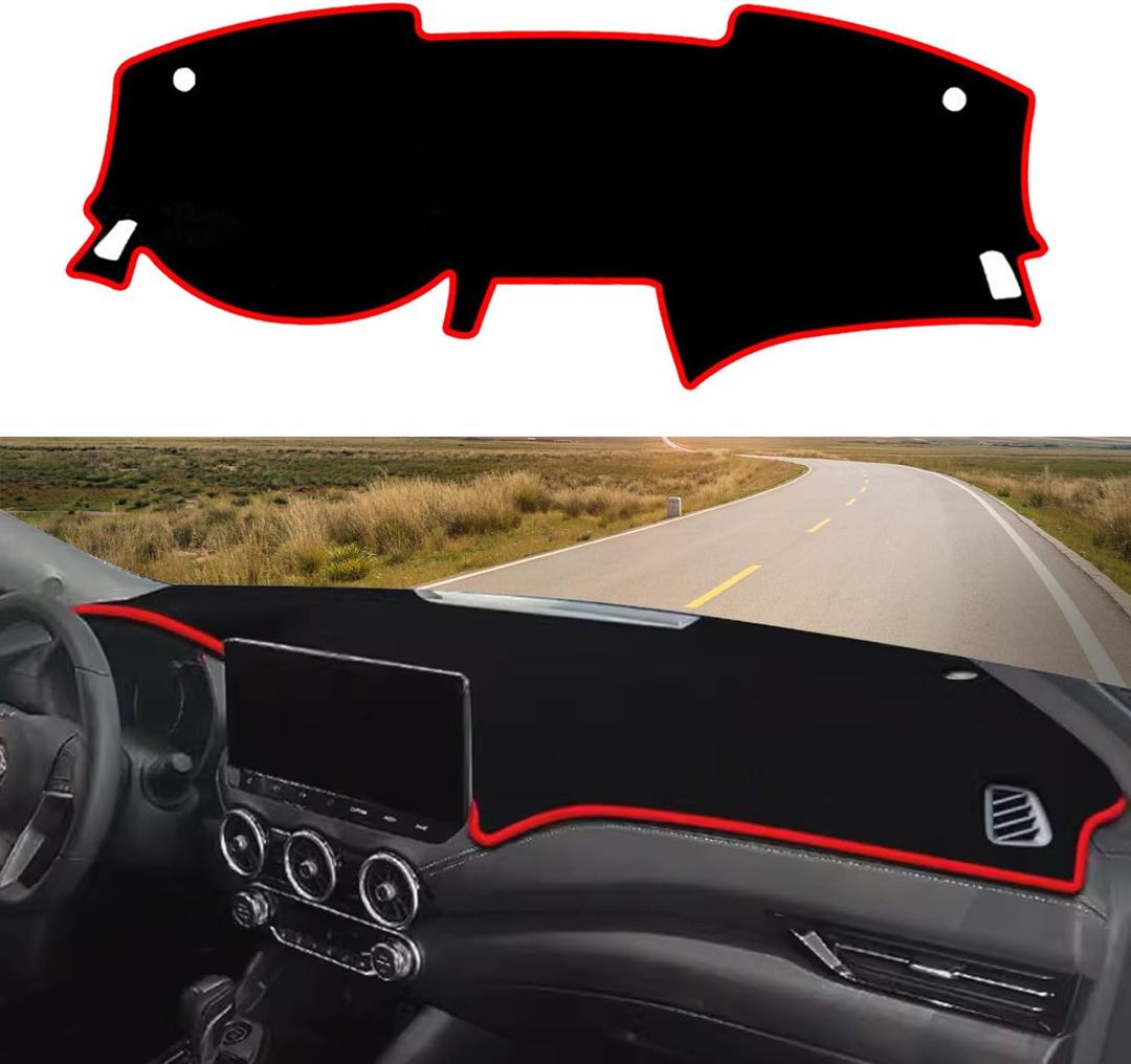 Blazeray Car Dashboard Cover Mat for Nissan Sentra 2020 2021 2022 2023 2024 2025 2026 Non-Slip Dashboard Mat Pad Interior Accessories Custom Fit Dash Mat Sunshade Windshield Glare(Red Edge)