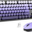 MOFII Wireless Keyboard and Mouse Combo, 2.4GHz Retro Typewriter Keyboard Full Size, Cute Wireless Mice, USB Dongle Plug and Play, for Laptop, PC, Desktop, Windows (Black Purple Gradient Color)
