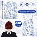 Unittype Disposable Bibs for Adults 25/50/100 Pcs Plastic Floral Bib Dining Clothing Protectors for Elderly Eating