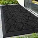 FRAMICS Front Door Mat Outside Entrance, Heavy Duty Rubber Door Mats Outdoor Welcome Mat Waterproof Doormat Non Slip for Entryway Doormats Dirt Trapper Indoor Mats All Seasons, 17 x 30 Inches, Black