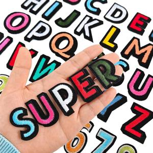 108Pcs Iron on Letters for Fabric, Letters Patches A-Z, Embroidered Number Patches 0-9, Iron on/Sew on Alphabet Patch for Clothes, Hat, Socks, Jeans