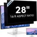 [2 Pack] 28 Inch Computer Privacy Screen for 16:9 Aspect Ratio Widescreen Monitor, Eye Protection Anti Glare Blue Light Computer Monitor Privacy Filter, Removable Anti-Scratch 28in Protector Film