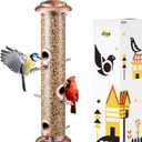 iBorn Metal Bird Feeders Brushed Copper Wild Bird Feeder for Outdoors Hanging All Metal Brushed Copper Finishing 15 Inch 6 Port(Seed is not Included)