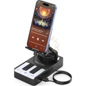 JTEMAN Cell Phone Stand with Bluetooth Speaker and Charging Stand,Piano Keys Design,Music Lovers & Teacher Gifts,Birthday Gifts for Men Women Dad Mom,Cool Tech Gadgets-Black