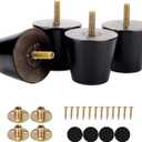 Furniture Feet 2 Inch Black Replacement Legs for Chair Dresser Ottoman Cabinet Set of 4 Screw in Tiny Small Wood Legs Predrilled M8 Bolt