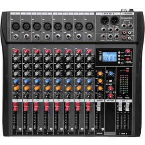 8 Channel Professional Audio Mixer Console Sound Board with 48V Phantom Power,USB Audio Interface for Live Show,Streaming Recording Music Stage Karaoke 8 Channel Professional Audio Mixer Console Sound Board with 48V Phantom Power,USB Audio Interface for Live Show,Streaming Recording Music Stage Karaoke