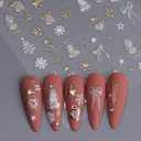 3D Christmas Nail Stickers Nail Art Stickers Gold Nails Sticker Decoration with Christmas Tree Snowflakes Candy Canes Design Winter Fingernail Stickers on Nail Supplies for Women Girl Gifts 8 Sheet