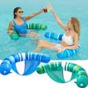 Sloosh Inflatable Pool Floats Chairs Adults, 2 Packs Floating Noodle Chair with Stripes Design Soft Fabric Covered with Sling for Swimming Pool Water Chair Pool Lounger Party Floaties
