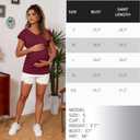 Maternity Shirts 3 Packs Flying Short Sleeve Pregnancy Tops V Neck Side Ruched Tees (Medium, Wine Red / Grey / Caramel)