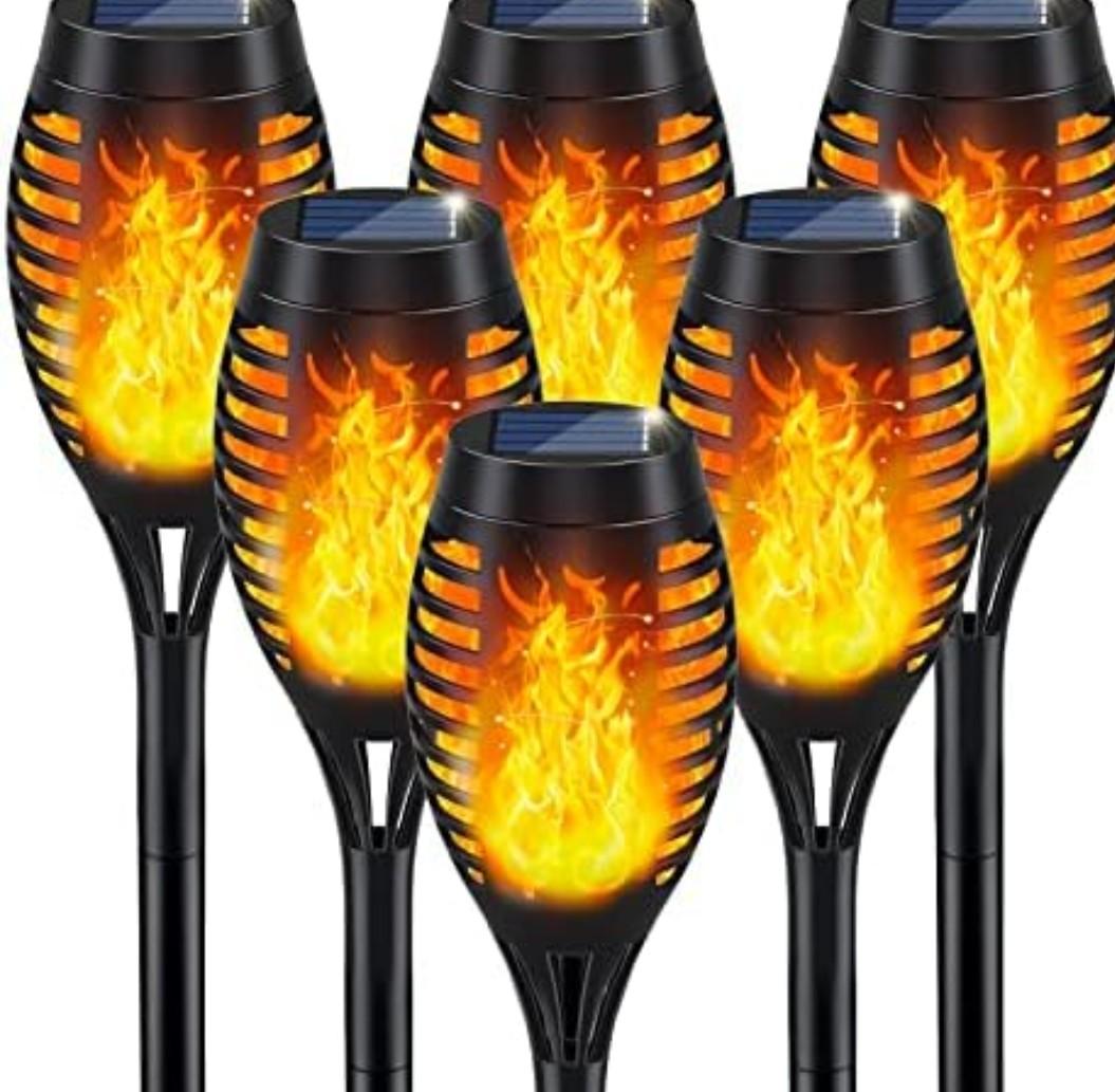 IkeeRuic Solar Lights Outdoor, Solar Torch Light with Flickering Flame for Halloween Decor, Solar Garden Lights, Waterproof Outdoor Lighting, Flame Torches for Outside Patio Pathway Yard Decorations