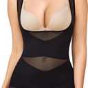 BRABIC Mesh Shapewear Bodysuit Tummy Control for Women Plus Size Faja Body Shaper Bodysuit Butt Lifter (Medium, Black)