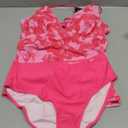 ZAFUL Womens Tankini Swimsuits V Neck Push Up Swim Top Color Block Tummy Control High Waisted Bathing Suits Swim Bottom (Large, 0-rose Red Floral)