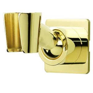 Shower Head Holder Handheld Shower Wand Holder Adjustable Shower Head Bracket Shower Wall Mount Holder, Polished Brass/Gold Finish, Drill Free Glue Installation