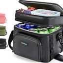 Double-Layer Insulated Cooler Foldable Lunch Box, Leakproof Cooler Bag for Men & Women, Shoulder Strap, Bottle Opener, for Beach, Camping, Car (Black)