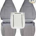 NLQR 5-Piece #93G Pewter Gray Cloth Front Seat Covers and Driver Foam Cushion Replacement Fit for Chevy Express GMC Savana 1500 2500 3500 Van 2003-2014