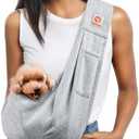 Tomkas Small Dog Sling Carrier - Classic Pocket & Classic Strap - for 3-10 lbs Pets (Grey)