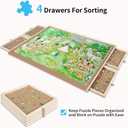 500 Piece Puzzle Board with Drawers, Small Puzzle Board 14" x 28" Jigsaw Puzzle Table with Cover Mat, 4 Drawers, Small Puzzle Table, Birthday Gifts, Standard