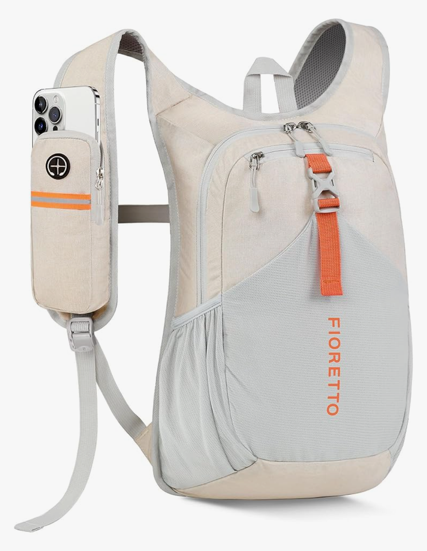 FIORETTO 15L Hiking Backpack for Women Men Mini Packable Backpack Lightweight Small Daypack for Camping Travel Outdoor, Beige