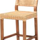 Baxton Studio Lesia Modern Bohemian Natural Brown Rattan and Walnut Brown Finished Wood Counter Stool