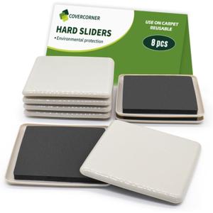 Furniture Sliders for Carpet 8 PCS - 5 inch Furniture Moving Slider Chair Legs Floors Protectors Square Furniture Movers Sliders  Move Your Furniture Easy & Safely(for Carpet)