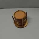 Wood Coasters for Drinks with Wooden Holder, Wooden Coaster with Cork for Tabletop Protection, Drink Coasters for Coffee Table, Desk, 4.13 Inch, Set of 6 (Rustic Coasters with Wooden Holder)