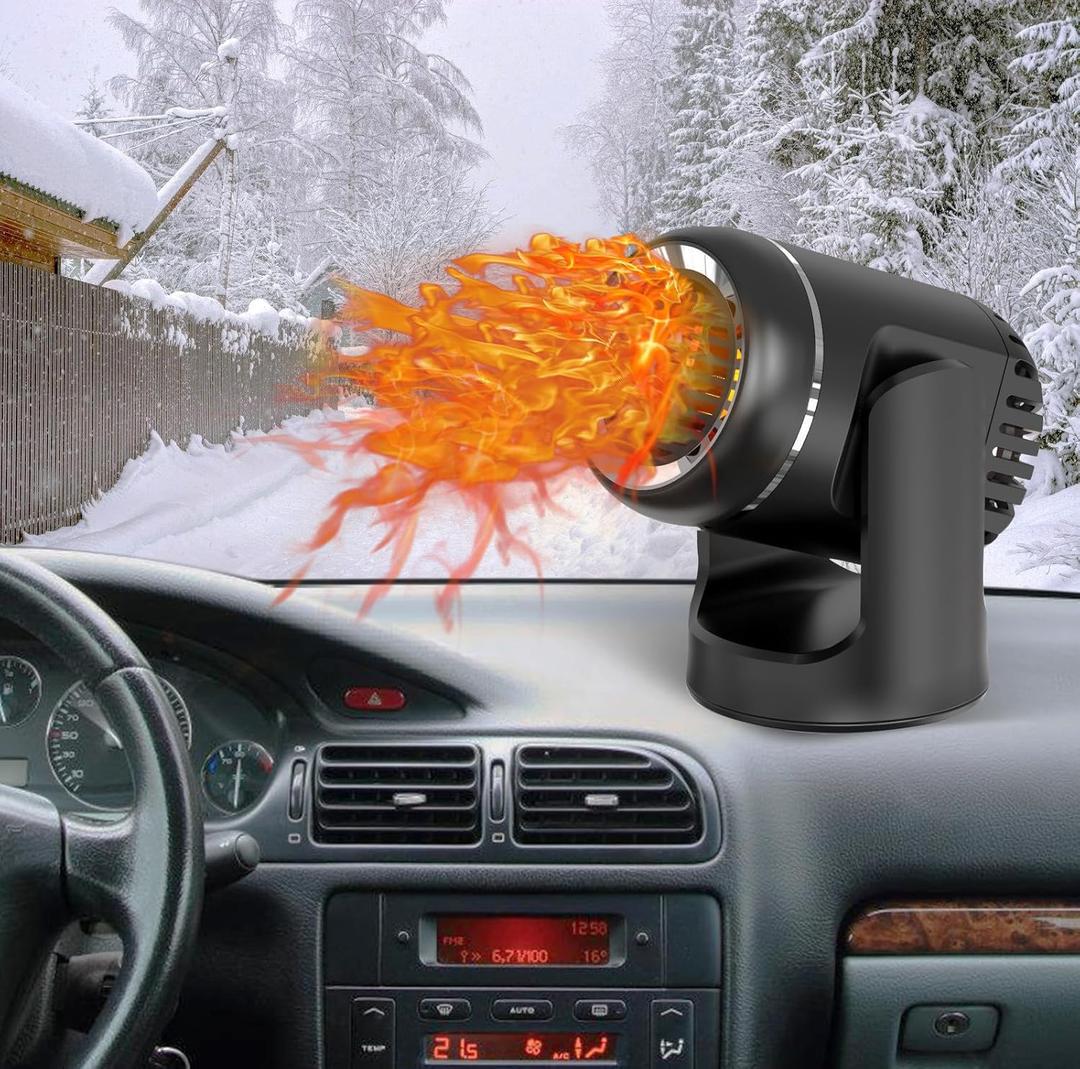 YTHS301 12V Car Heater, 2 in1 Fast Heating and Cooling for Car Windshield Defogger Defroster, Plug-in Cigaerte Lighter Suitable