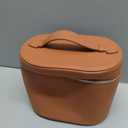 Leather Make Up Bags With Compartments, Brown travel Cosmetic Bags for Women, Parallel Makeup Travel Bags Organizer Equipped With a Detachable Divider