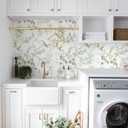 Erfoni 16.9" x118" Boho Floral Peel and Stick Wallpaper Green Floral and Birds Contact Paper DIY Self Adhesive Removable Wallpaper for Livingroom Cabinet Decor Modern Flower Leaf Wall Paper Vinyl Roll