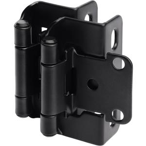 DecoBasics 50 Pack 1/2" Overlay Black Cabinet Hinges for Cabint Doors (25 Pairs)  Self-Closing Partial Wrap Semi-Concealed Face Frame Hinge for Cupboard & Kitchen Doors w/Screws & Quiet Bumpers