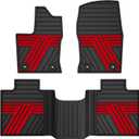 Multi-Color Floor Mats for Toyota Tundra 2022-2026 CrewMax, Racing Red | Fits Tundra CrewMax Cab 2022-2026, 1st & 2nd Row, All Weather Anti-Slip Waterproof Floor Liners, Full Coverage Protection