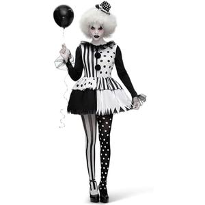 Spooktacular Creations Halloween Killer Clown Costume, Black and White Clown Outfit, Halloween Costumes for Women Adult 2025, L