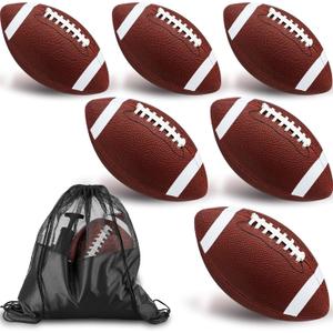 WinnerWhy 6 Pcs Inflatable Footballs Composite Leather Footballs with Pump Official Size Balls for Youth, Junior, Adult, College, High School, American Foot Ball Training Sport Gifts