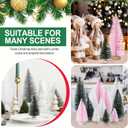 Meooeck 12 Pcs Mini Christmas Trees Bottle Brush Christmas Trees 4 Sizes 4/6/8/10 Inch Artificial Xmas Tree with Wood Base Winter Fake Pine Tree Decor for Home(Green, Pink, White)