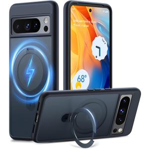 TORRAS Magnetic Shockproof for Google Pixel 8 Pro Case with Stand [Fit for MagSafe] [12FT Military Drop Protection] Sturdy Kickstand Protective Durable Slim Pixel 8 Pro Phone Case, Ostand, Black