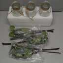 3 Glass Bud Vases 6.5 H, Mason Jars with 3 Fake Eucalyptus Centerpiece Vases with Hemp Rope for Weddings Parties Farmhouse Decor