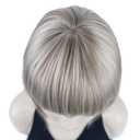 Lydell 8" Straight Short Bob Hair Flat Bangs Cute Central Dot Skin Top Heat Resistant Synthetic Wigs (H16/613 Blonde Highlighted)