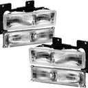Headlights w/Bumper Lights Assembly compatible with 1994-1999 Chevy GMC C/K Silverado 1500 2500 3500 Suburban Yukon,Replace GM2520128 GM2521128