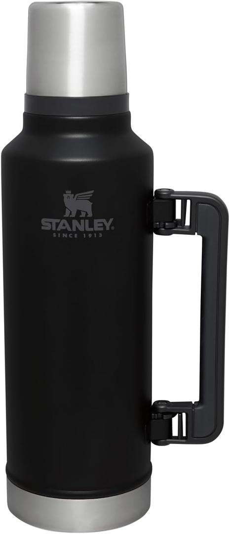 Stanley Classic Legendary Vacuum Bottle 2.0 qt | Wide Mouth with Leakproof Cup Lid | Keep Drinks Hot or Cold | Packable for Travel | Insulated Stainless Steel Thermal Bottle | BPA-Free | Black 2.0