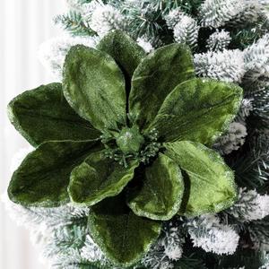 Thiccywoov 8 Pcs Large Christmas Flower Magnolia Flowers Christmas Tree Decoration Artificial Poinsettia Stems Velvet Xmas Ornaments for Xmas Tree Table Decor (Forest Green,12 Inch)