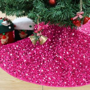 Hot Pink Christmas Tree Skirt Sequin 60 Inch Tree Skirt Large Velvet Christmas Tree Skirt Sparkle Fuchsia Xmas Tree Skirts Metallic Christmas Tree Base Cover Skirt for Fall Party Santa Decor