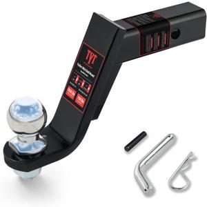 TYT Trailer Hitch Ball Mount with 2 Inch Ball & Pin, Fits 2 Inch Receiver, 7500lbs, 6 Inch Drop, Upgraded Hitch Kit Black with Anti-Rattle Pin