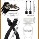 Zinniday Vintage 1920s Accessories for Women, 5 Pcs 20s Flapper Accessories Roaring 20s Theme Set for Evening Cocktail Prom (Black)