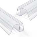 Bathroom Shower Glass Door Bottom Seal Strip, 2PCS 36 Inch Long Clear PVC Seal Strips for 5/16"(8mm) - 3/8"(10mm) Thick Framless Glass Door Panel