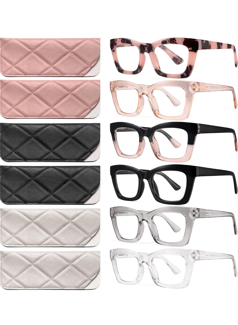 CCVOO Stylish Reading Glasses for Women, Eyeglasses, Blue Light Readers for Women, Computer Eye Glasses, Cheaters, +2.5