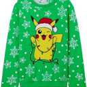 Pokemon Ugly Christmas Sweater Kids, Long Sleeve Crew Neck Pikachu Christmas Outfit Pullover Anime Gifts for Boys Teens, Size 5-6