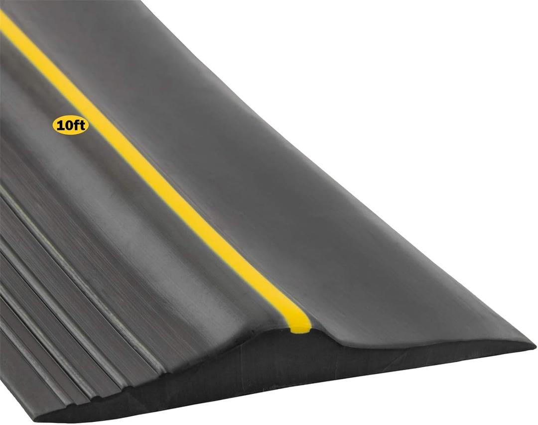 Papillon Garage Door Bottom Seal Strip, Weatherproof EPDM Rubber Threshold, Fits All Standard Doors, Easy for DIY Homeowners, No Adhesive (10Ft, Black)