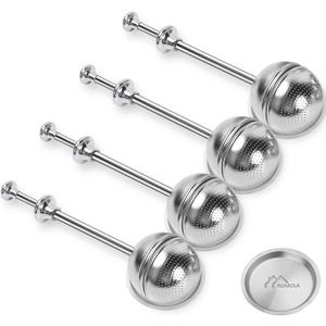 Numola Long Handle Tea Ball Stainless Steel with Drip Trays, 4Pcs Premium Tea Infuser Filter for Loose Leaf Tea, Reusable Fine Mesh Tea Infuser Diffuser Strainer for Cup and Teapot