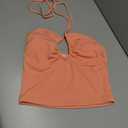 Women Sexy Floral Self Tie Crisscross Halter V Neck Sleeveless Strapless Backless Ruched Ruffle Solid Tube Tank Top Size XL