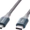Amazon Basics USB C to USB C Cable Charger Cable, Nylon Braided Cord, 480Mbps Speed, USB-IF Certified, for Apple iPhone 16/15, iPad, Samsung Galaxy, Tablets, Laptops, 10 Foot, Dark Gray
